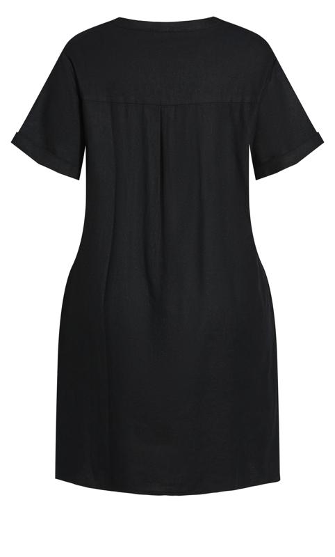 Black Linen Blend Short Sleeve Dress 4
