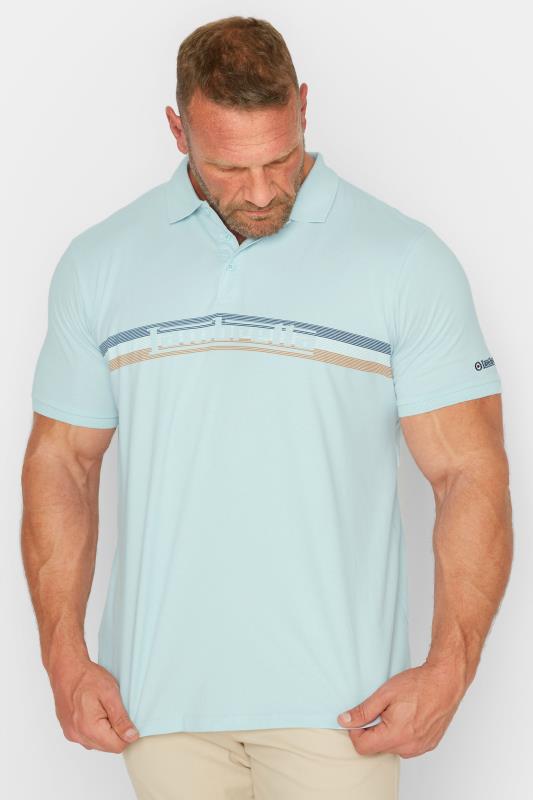  Grande Taille LAMBRETTA Big & Tall Blue Stripe Logo Polo Shirt