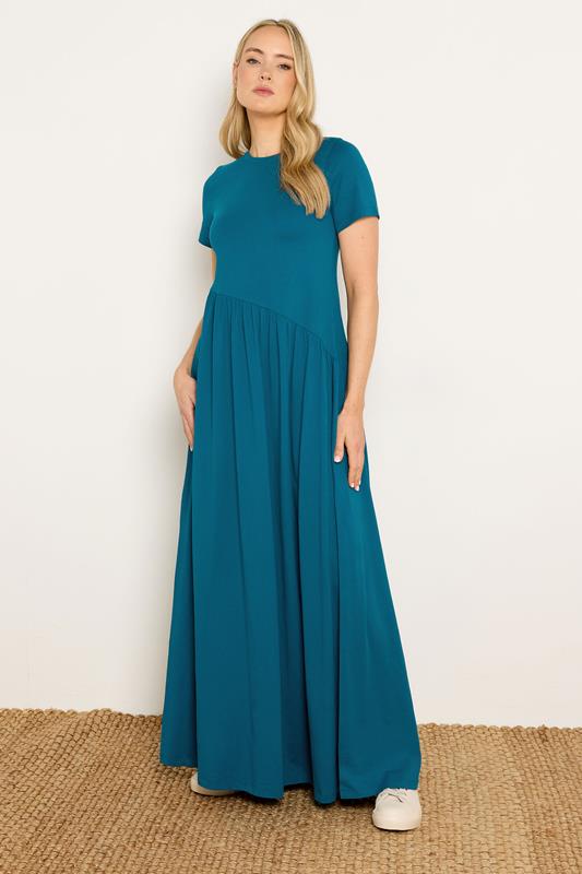  LTS Tall vestido largo asimétrico azul turquesa