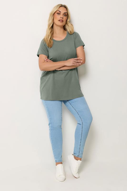 YOURS Plus Size Sage Green Core T-Shirt | Yours Clothing 1