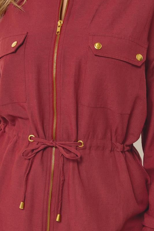 YOURS Plus Size Red Linen Shacket | Yours Clothing 6