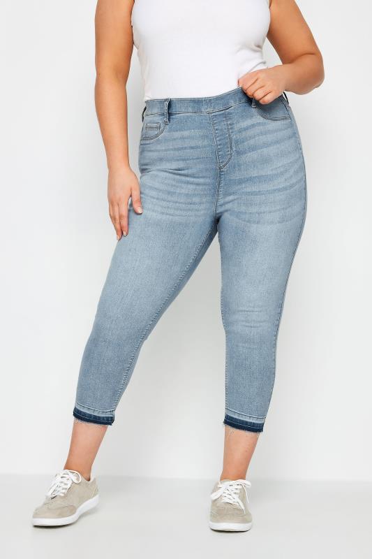  Grande Taille YOURS Curve Light Blue Cropped Turn Up GRACE Jeggings