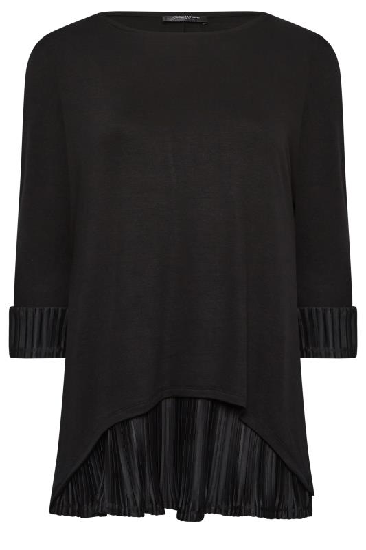 YOURS LUXURY Plus Size Curve Black Double Layer Pleated Blouse | Yours Clothing  6