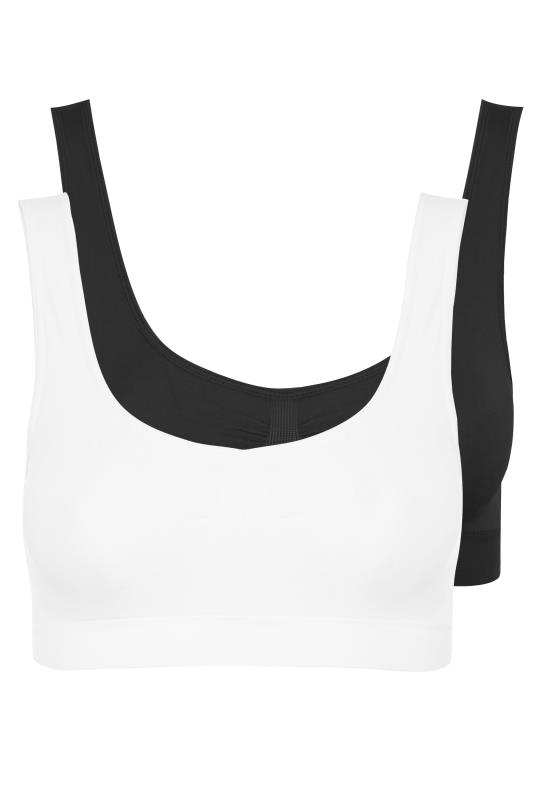 2 PACK White & Black Seamless Padded Non-Wired Bralettes | Yours Clothing 7
