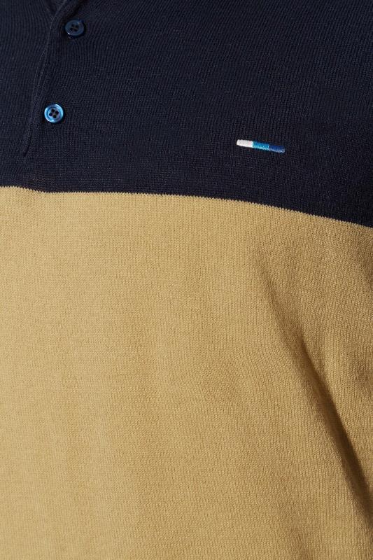 BadRhino Big & Tall Navy Blue Colour Block Long Sleeve Knitted Polo Shirt | BadRhino 2