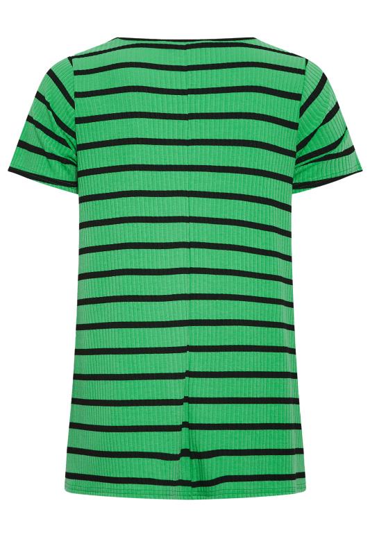 Yours Plus Stripe Size Green Clothing | Ribbed Curve YOURS Swing T-Shirt