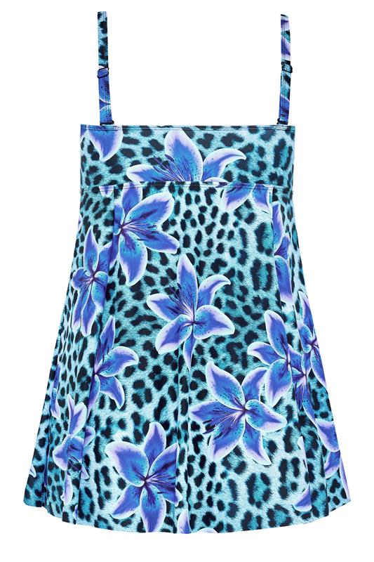 YOURS Plus Size Blue Animal Floral Tankini Top | Yours Clothing 8
