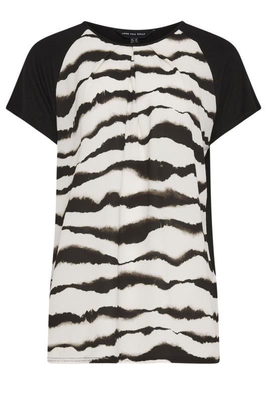 LTS Tall Womens Black Blurred Abstract Print Front T-Shirt | Long Tall Sally 5