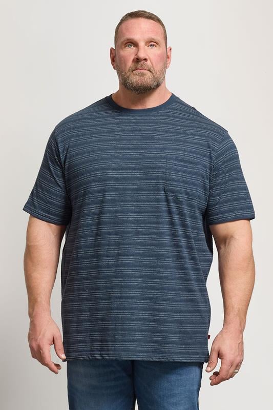  D555 Big & Tall Navy Blue Jacquard T-Shirt