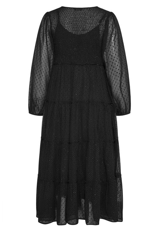 LIMITED COLLECTION Black Tiered Dobby Sparkle Maxi Dress_BK.jpg