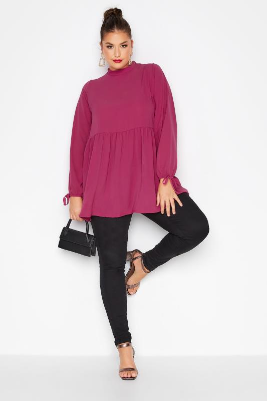 LIMITED COLLECTION Curve Dark Pink Turtle Neck Blouse 2
