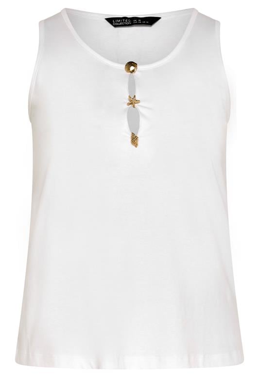 LIMITED COLLECTION Plus Size White Shell Button Vest Top | Yours Clothing 5