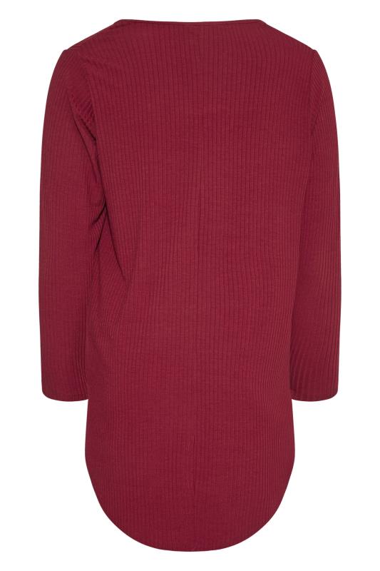 LIMITED COLLECTION Wine Red Longline Ribbed Top_BK.jpg
