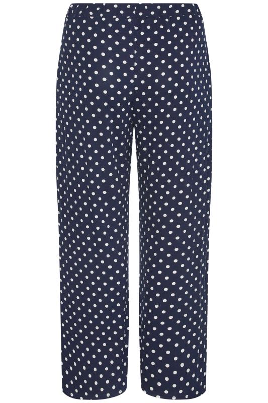 LIMITED COLLECTION Curve Navy Blue Spot Print Pleated Wide Leg Trousers_BK.jpg