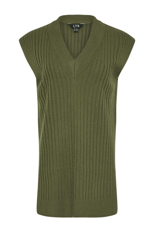 LTS Tall Women's Khaki Green Knitted Ribbed Vest Top | Long Tall Sally  6