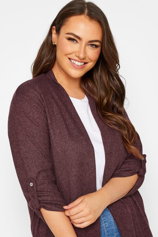 Curve Plus Size Womens Burgundy Red Knit Cardigan | Yours Clothing 4