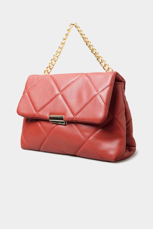 Plus Size  Yours Red Quilted Chain Handle Bag