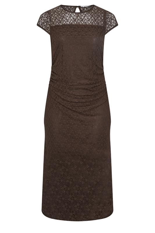  YOURS LONDON Maxikleid in Schokobraun aus Spitze