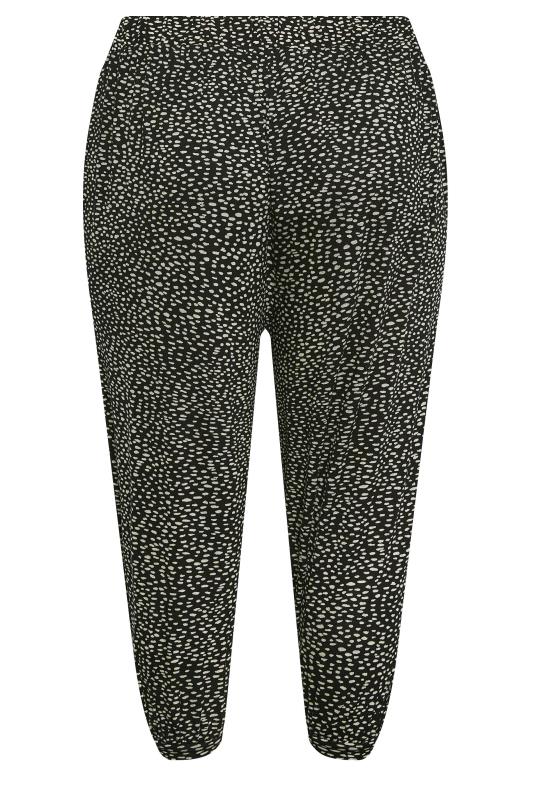 YOURS Plus Size Black Spot Print Cropped Harem Joggers | Yours Clothing 6