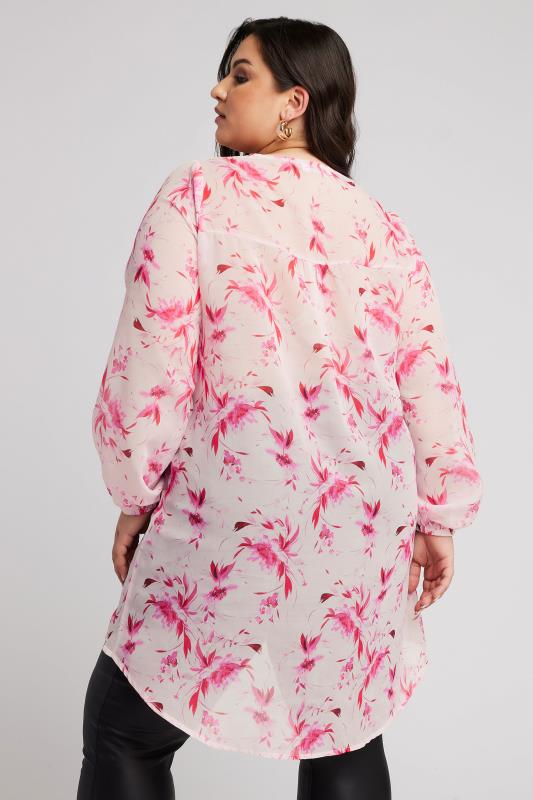 YOURS LONDON Plus Size Pink Floral Print Blouse | Yours Clothing 4