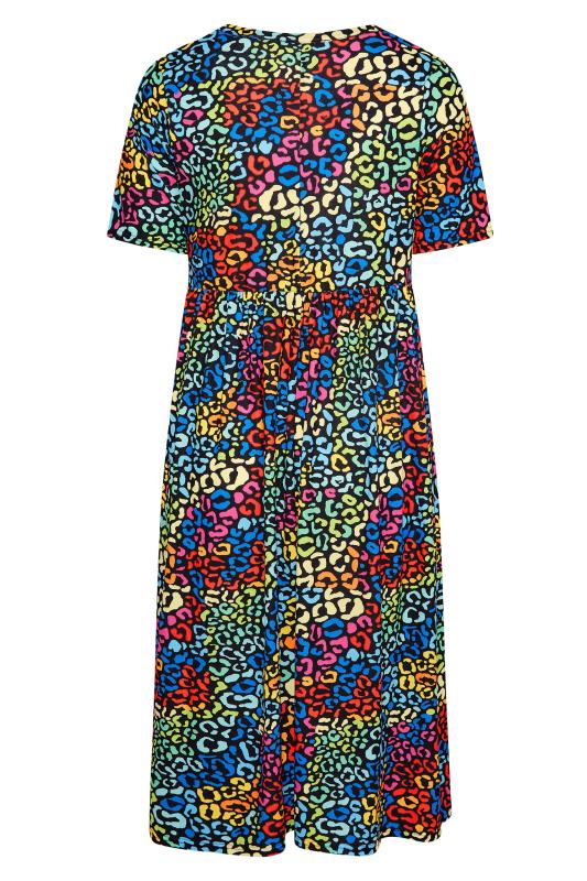 LIMITED COLLECTION Curve Black Rainbow Leopard Print Midaxi Dress 7