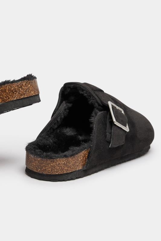 Black Faux Fur Lined Clogs In Extra Wide EEE Fit Yours Clothing