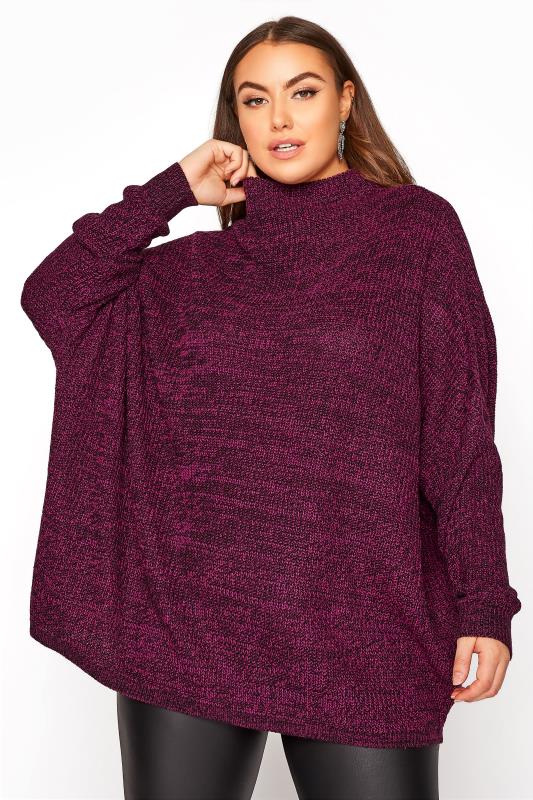 Plus Size  Plum Oversized Knitted Jumper