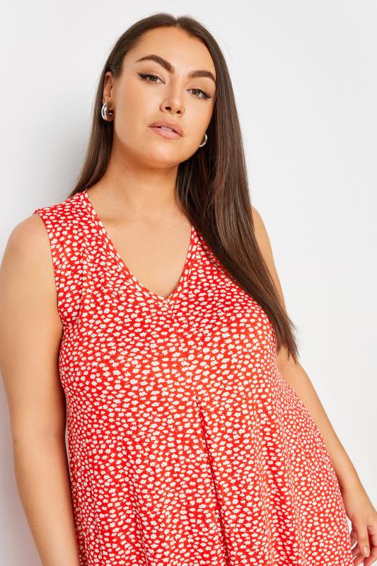 YOURS Plus Size Red Ditsy Floral Print Swing Dress | Yours Clothing 4
