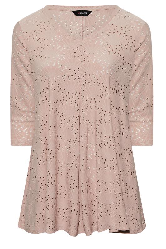 Curve Pink Broderie Anglaise V-Neck Top 6