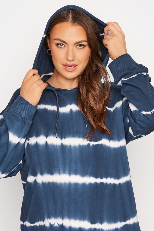 Plus Size Navy Blue Tie Dye Hoodie | Yours Clothing 4