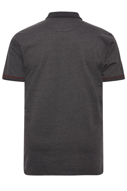 KAM Big & Tall Mens Charcoal Grey Polka Dot Polo Shirt | BadRhino  4