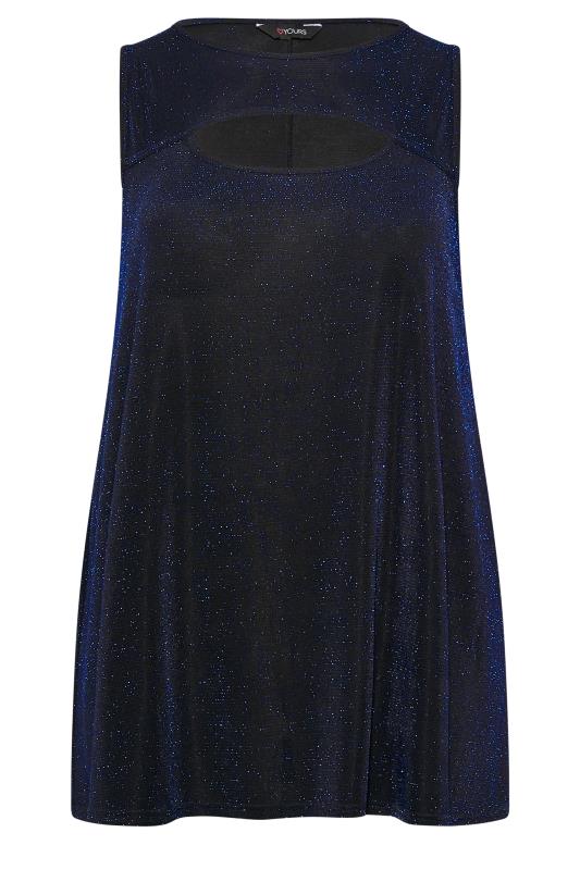 Curve Blue Cut Out Glitter Swing Vest Top | Yours Clothing 6
