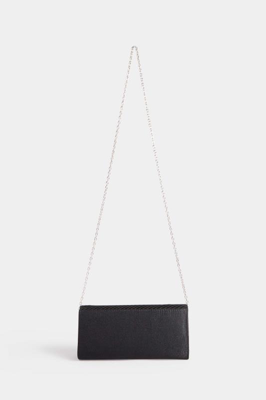 Black Pleated Satin Clutch Bag | Yours Clothing 5