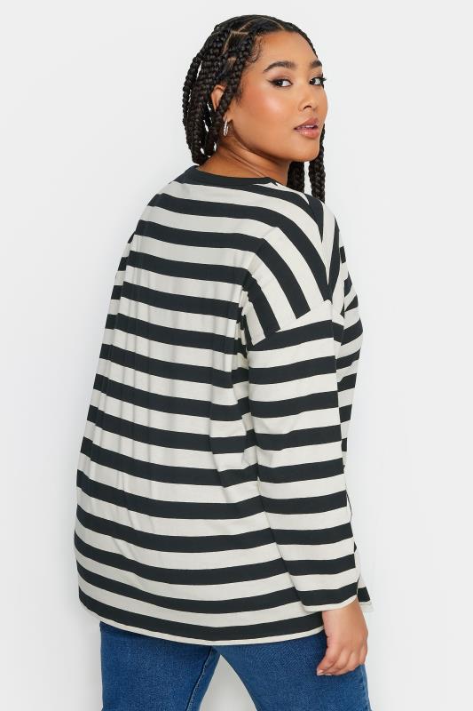 YOURS Plus Size Black & White Stripe Print Top | Yours Clothing 3