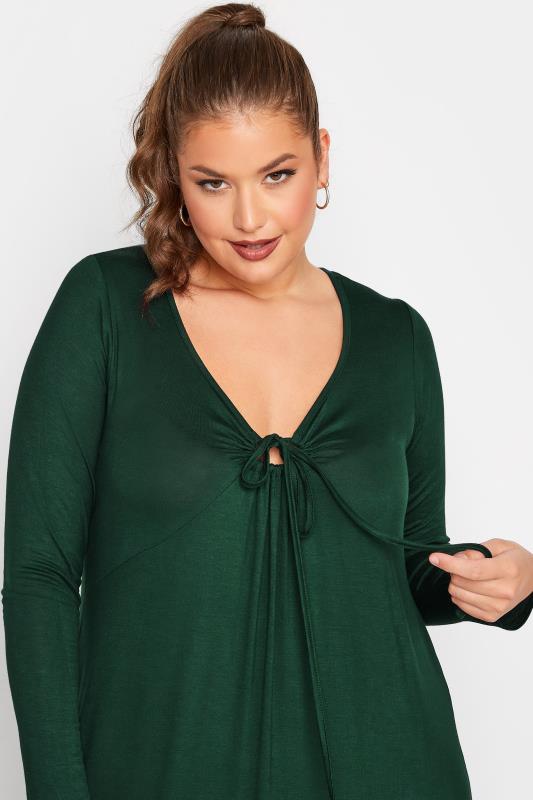 LIMITED COLLECTION Plus Size Forest Green Keyhole Tie Neck Midaxi Dress | Yours Clothing 5