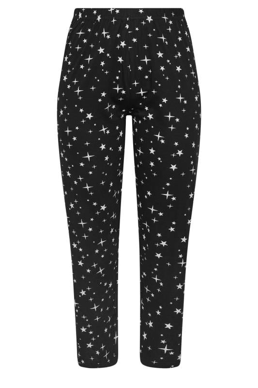 YOURS Plus Size Black Star Print Wide Leg Pyjama Bottoms | Yours Clothing 5