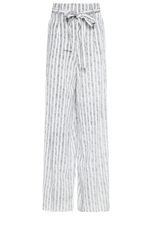 LTS White Stripe Tie Waist Wide Leg Trousers 5