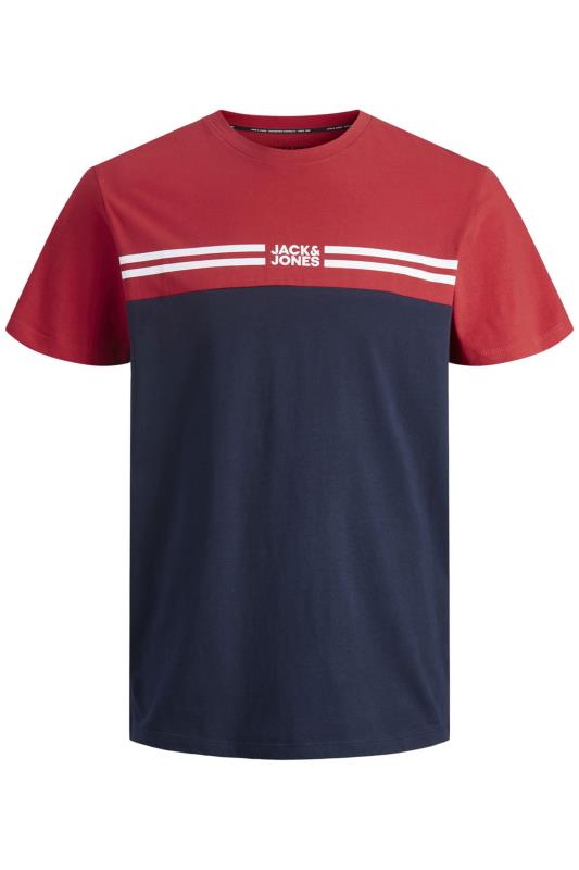 JACK & JONES Big & Tall Navy Blue & Red Steve T-Shirt & Shorts Set 5