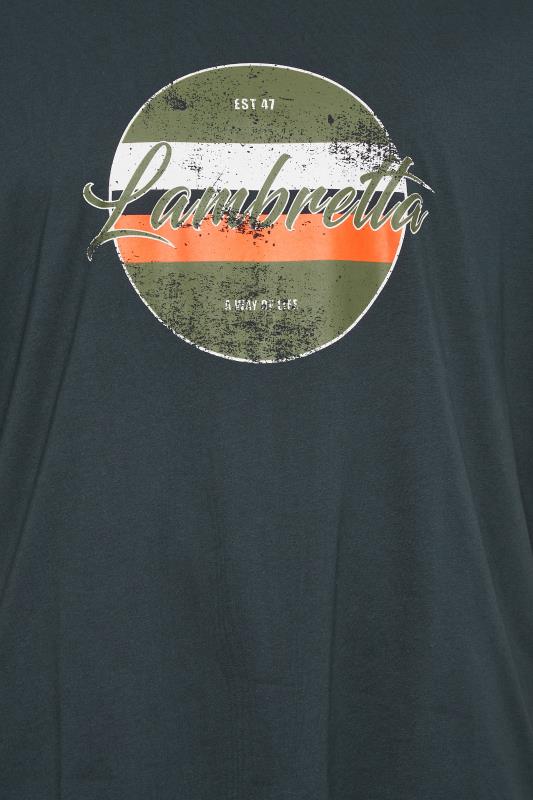LAMBRETTA Big & Tall Navy Blue 'Lambretta' Slogan T-Shirt | BadRhino 2