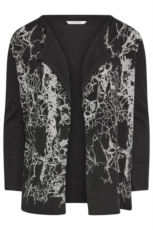 Evans Black & Grey Abstract Print Collarless Jacket 5