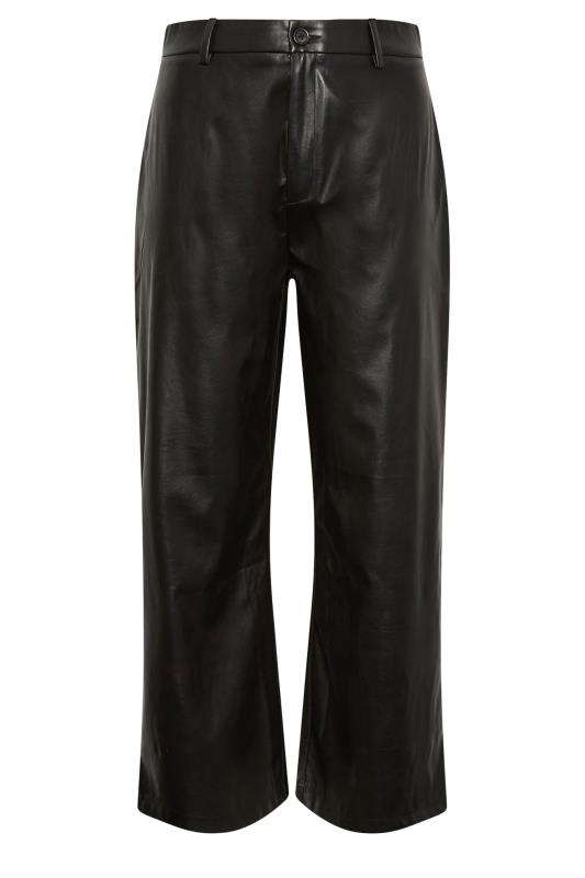 YOURS Plus Size Black Faux Leather Wide Leg Dad Trousers | Yours Clothing 4