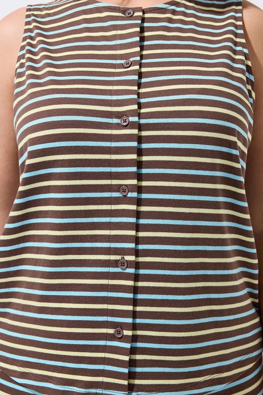 LIMITED COLLECTION Plus Size Brown Stripe Button Waistcoat | Yours Clothing 4