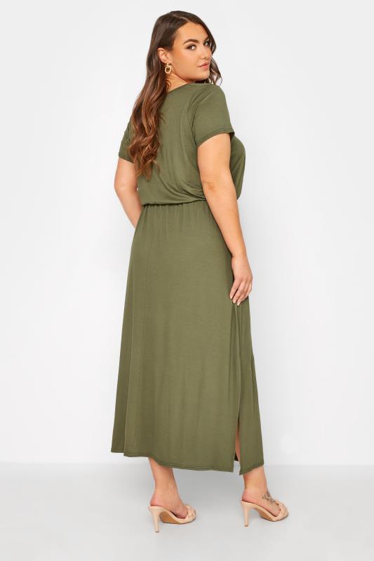 YOURS LONDON Curve Khaki Green Pocket Dress_C.jpg