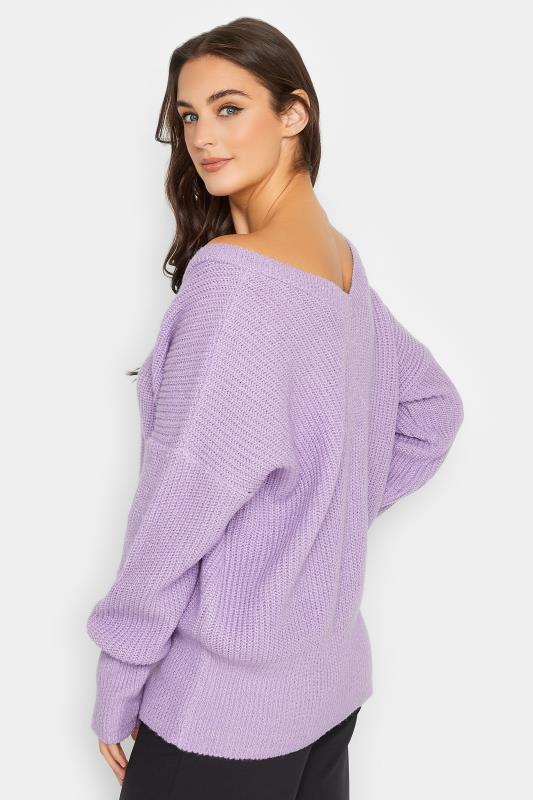 LTS Tall Women's Lilac Purple V-Neck Knitted Jumper | Long Tall Sally 3