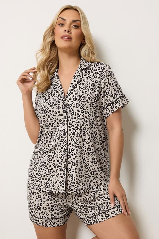  YOURS Ensemble de pyjama marron naturel léopard