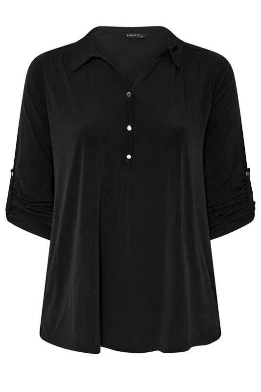 EVANS Curve Black Long Sleeve Blouse | Evans  1