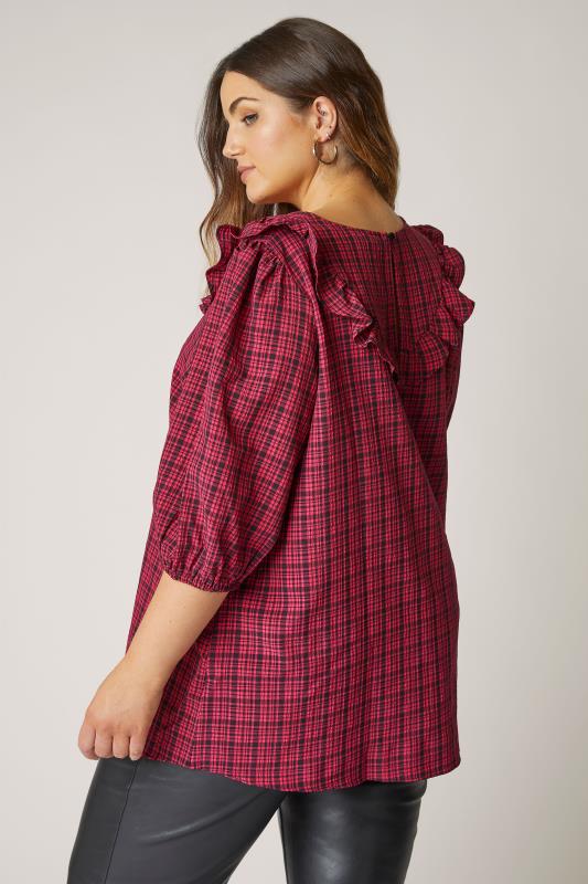 THE LIMITED EDIT Pink Chevron Frill Check Top_C.jpg