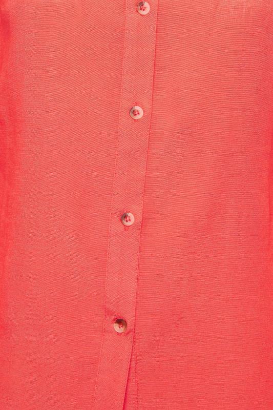 YOURS PETITE Plus Size Coral Orange Linen Blend Shirt | Yours Clothing 5