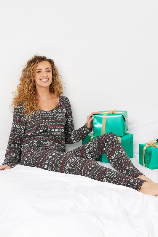 LTS Tall Women's Grey Fairisle Print Christmas Pyjama Set | Long Tall Sally 2