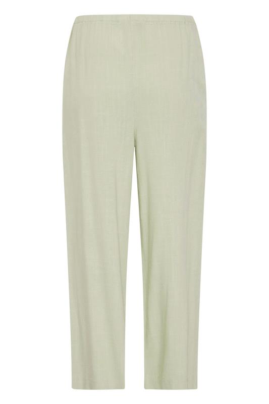 LTS Tall Women's Sage Green Linen Blend Cropped Trousers | Long Tall Sally  5